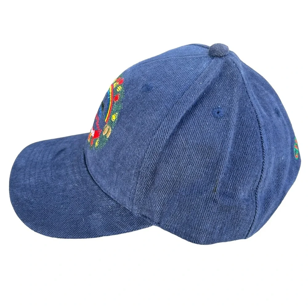 VTG Aloha Bowl Hat Hawaii Jeep Christmas Day Snap Back Twill 90s Blue Ball Cap‎